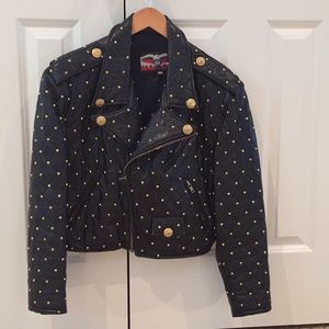 Vintage Jeff Hamilton black leather moto jacket.